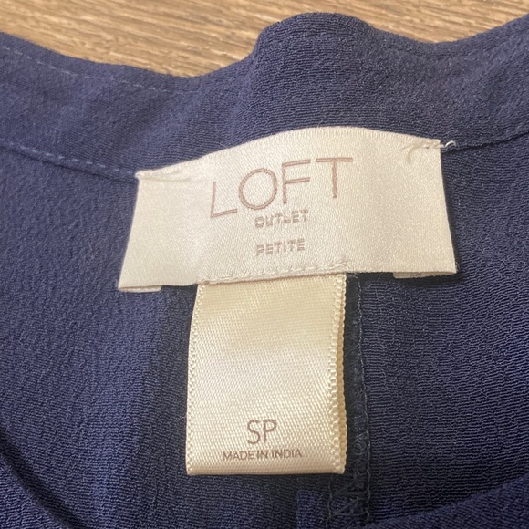 LOFT Deep Blue Midi Dress with Tie Detail - Picture 2 of 6